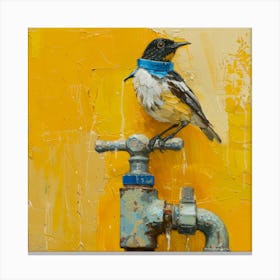 Bird On A Faucet 3 Canvas Print