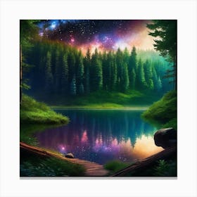 Forest In The Night Sky Canvas Print