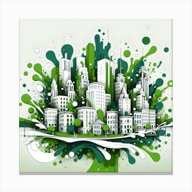 Green Cityscape Stampe su tela