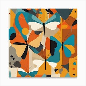 Butterflies Art Abstract Painting Canvas Print