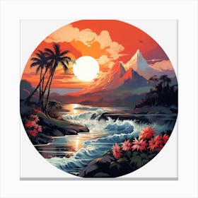 Sunset Over The Ocean Canvas Print