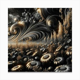 Sunflowers In The Night Sky Canvas Print