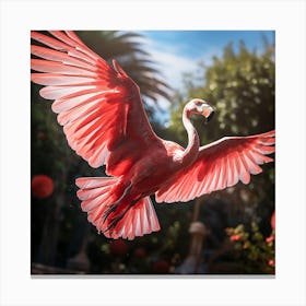 Flamingo In Flight Canvas Print