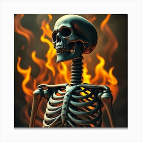 Skeleton On Fire Canvas Print