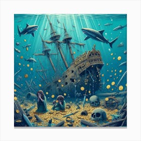 Pirate Ship In The Sea Canvas Print