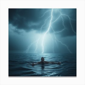 Man Swimming In The Ocean Canvas Print