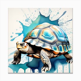 Turtle Painting Watercolor Dripping Canvas Print