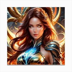 Girl In Armor op Canvas Print