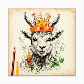 Goat With Crown 3 Canvas Print