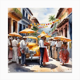 Street Scene In Cuba Canvas Print