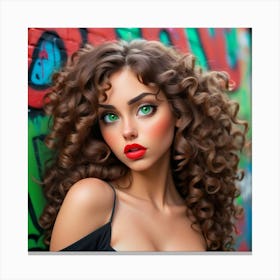 Beautiful Girl With Curly Hair 1 Canvas Print