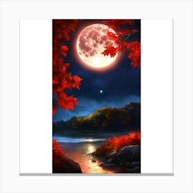 Full Moon Over The River 1 Canvas Print