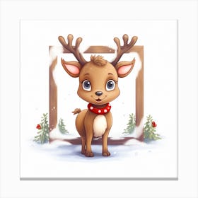 Reindeer In Frame Canvas Print