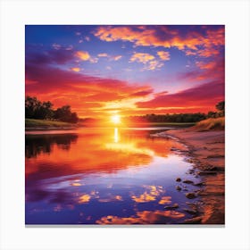 Sunset Over The River Canvas Print