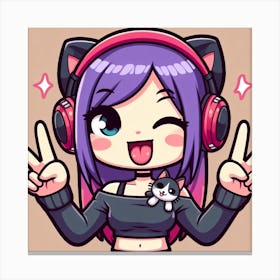 Anime Girl With Headphones 1 Canvas Print