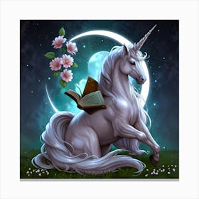 Unicorn Reading A Book 3 Canvas Print