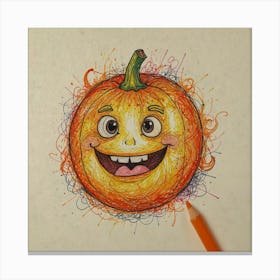 Halloween Pumpkin Drawing 3 Canvas Print