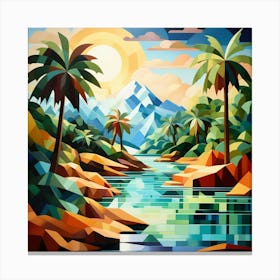 Cubism Art, Tropical Landscape 2 Canvas Print