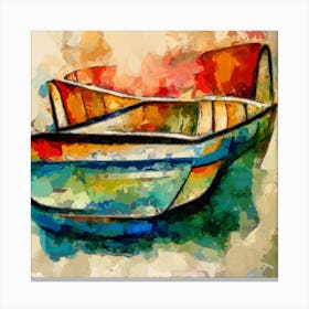 Boat Painting Square Canvas Print
