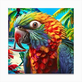 Parrot On The Beach Canvas Print