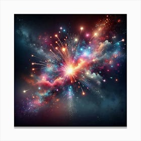 Fireworks On A Black Background Canvas Print