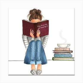 Girl Reading A Book Canvas Print