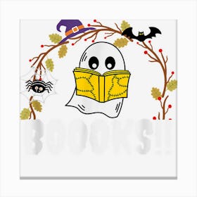 Cute Ghost Book Reading Funny Librarian Halloween Teacher Canvas Print