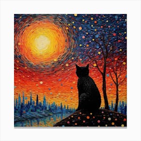 Cat At Sunset 2 Canvas Print