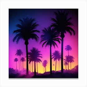 Futuristic  Black Palm Trees Art Print  Canvas Print