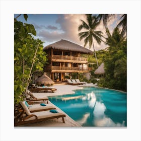 Tropical Resort In The Maldives Canvas Print