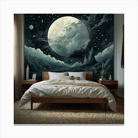 Moon And Stars Wall Mural Canvas Print