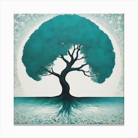 "Harmony of Life" is an evocative painting that captures the symbiotic relationship between earth and sky. The centerpiece, a robust tree, is depicted with a rich teal canopy that contrasts beautifully against a background of intricate floral motifs. This artwork embodies the delicate balance of nature—its roots and branches in a mirrored dance, suggesting interconnectedness and balance. It's an invitation to find peace and stability within the natural world's splendor. Ideal for those who appreciate art that not only beautifies a space but also imbues it with tranquility and a deeper connection to the environment. This piece is sure to elevate any collection and bring a harmonious atmosphere to wherever it's displayed. Canvas Print