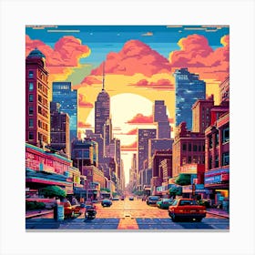 Pixelated Pop Art Cityscapes Or Landscapes Reimagined In A Pixelated Style Reminiscent 1 Canvas Print