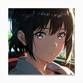 Anime Girl In Car Canvas Print