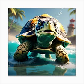 Turtle In The Sea 2 Canvas Print