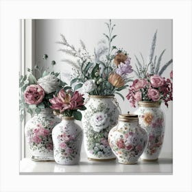 Vases Of Flowers Canvas Print