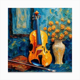 Violin And Flowers 4 Canvas Print