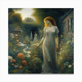 Girl In A Garden 11 Canvas Print