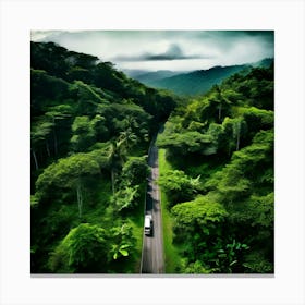 Aerial View Of A Road In The Rainforest 2 Canvas Print