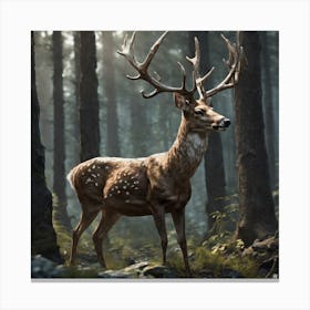 Deer In The Woods 46 Canvas Print