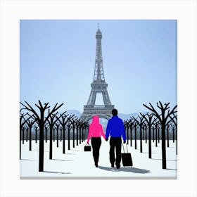 Couple Walking In Paris 1 Canvas Print