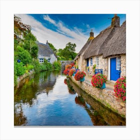 Thatched Cottages In Cornwall Canvas Print