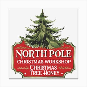 North Pole Christmas Workshop Christmas Tree Honey Canvas Print