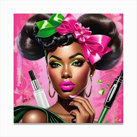 Black Woman With Makeup Canvas Print