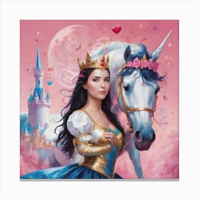 Princess And Unicorn Canvas Print