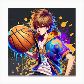 Anime Boy Holding A Basketball Canvas Print