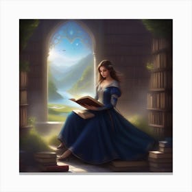 Girl Reading A Book Canvas Print