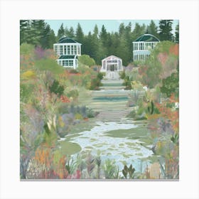 Coastal Maine Botanical Gardens USA Illustration Art Print Garden In Bloom 1 Canvas Print