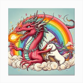 Unicorn And Dragon Canvas Print