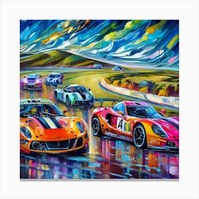 Racetrack Sports Car Cars Racing On Racetrack (3) Canvas Print